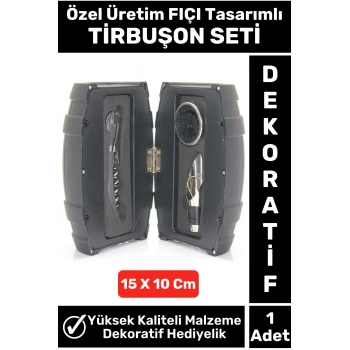 Özel Seri Yüksek Kaliteli Uzun Ömürlü Dekoratif Hediyelik Fiçi Tasarımlı Ti̇rbuşon Seti̇