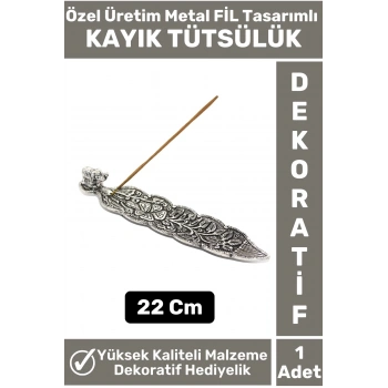 Özel Yüksek Kaliteli Dekoratif Hediyelik Yoga Chakra Meditasyon FİL Tasarımlı Metal Kayık Tütsülük