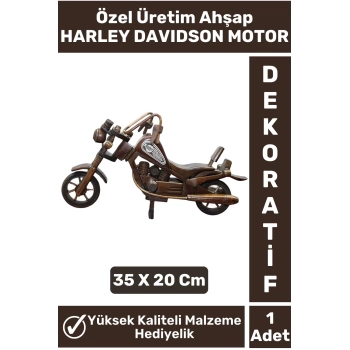 Premium Seri Yüksek Kaliteli Dekoratif Hediyelik Biblo Süs Motorcu Ahşap HARLEY Motor