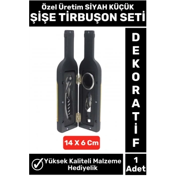 Özel Seri Yüksek Kaliteli Şarap Şişesi Tasarımlı Şarap Şişesi Açacağı SİYAH Şaraplık Tirbuşon Seti