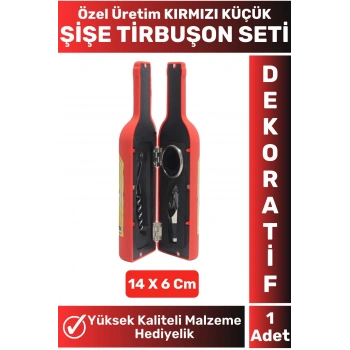 Premium Yüksek Kaliteli Tasarımlı Şişe Açacağı KIRMIZI Tirbuşon Seti