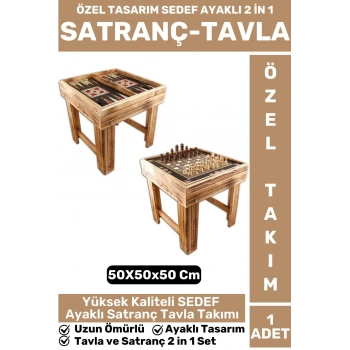 Özel Tasarım Yüksek Kaliteli SEDEF 2 in 1 Oyun Takımı Ayaklı SATRANÇ TAVLA Oyun Takımı Seti