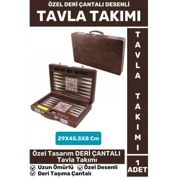 Elit Seri Uzun Ömürlü Aile Ev Arkadaş Kahve Cafe Oyun Takımı DERİ ÇANTALI ÖZEL DESENLİ TAVLA Takımı