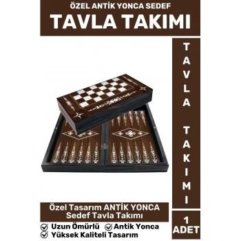 Elit Yüksek Kaliteli Uzun Ömürlü Aile Arkadaş Kahve Cafe Oyun Takımı ANTİK YONCA SEDEF TAVLA Takımı