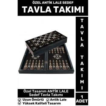 Elit Yüksek Kaliteli Uzun Ömürlü Aile Ev Arkadaş Kahve Cafe Oyun Takımı ANTİK LALE SEDEF TAVLA Takım