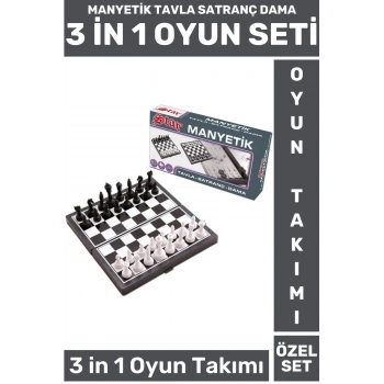 Premium Seri Aile Ev Arkadaş Zeka Strateji Beceri Geliştirici TAVLA DAMA SATRANÇ 3 in 1 Oyun Takımı