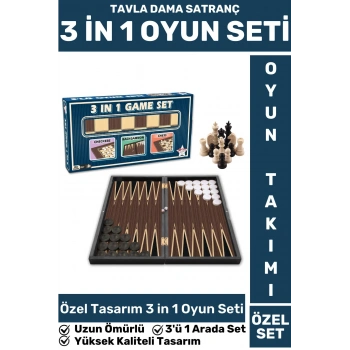 Elit Yüksek Kaliteli Uzun Ömürlü Aile Ev Arkadaş Kahve Cafe TAVLA DAMA SATRANÇ 3in1 Oyun Takımı