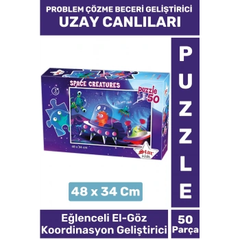 Premium Eğlenceli El Göz Koordinasyon Problem Çözme Beceri Geliştirici Çocuk PUZZLE UZAY CANLILARI