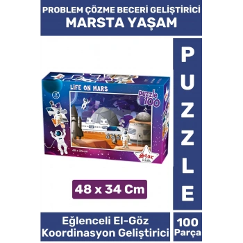 Premium Seri Eğlenceli El Göz Koordinasyon Beceri Geliştirici Çocuk 100 Parça PUZZLE MARSTA YAŞAM