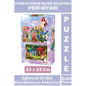 Premium Seri Eğlenceli El Göz Koordinasyon Beceri Geliştirici Çocuk 2X50 Parça PUZZLE PERİ DİYARI