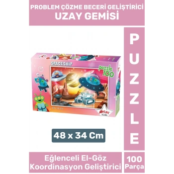 Premium Seri Eğlenceli El Göz Koordinasyon Beceri Geliştirici Çocuk 100 Parça PUZZLE UZAY GEMİSİ