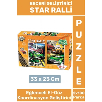 Premium Seri Eğlenceli El Göz Koordinasyon Beceri Geliştirici Çocuk 2x100 PUZZLE STAR RALLİ