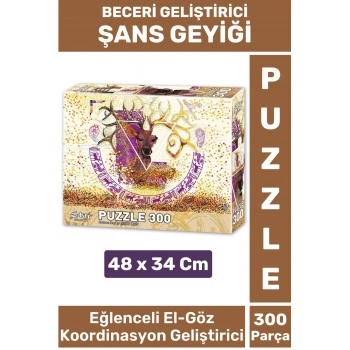 Premium Eğlenceli El Göz Koordinasyon Beceri Geliştirici Çocuk 300 Parça PUZZLE ŞANS GEYİĞİ