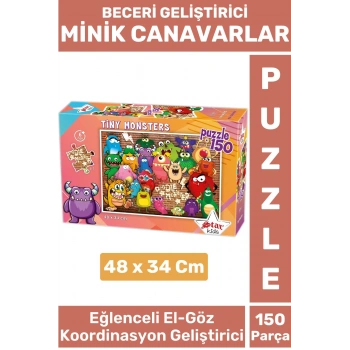 Özel Seri Eğlenceli El Göz Koordinasyon Beceri Geliştirici Çocuk 150 Parça PUZZLE MİNİK CANAVARLAR
