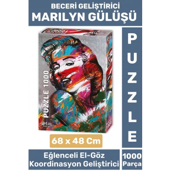 Premium El Göz Koordinasyon Beceri Görsel Algı Geliştirici 1000 Parça Çocuk PUZZLE MARILYN GÜLÜŞÜ