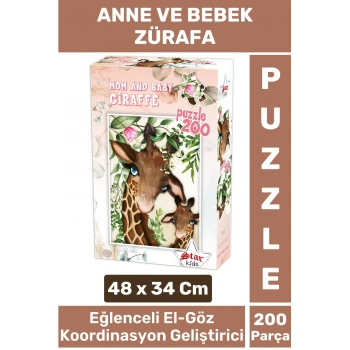 Premium Eğlenceli El Göz Koordinasyon Beceri Geliştirici Çocuk 200 Parça PUZZLE ANNE VE BEBEK ZÜRAFA