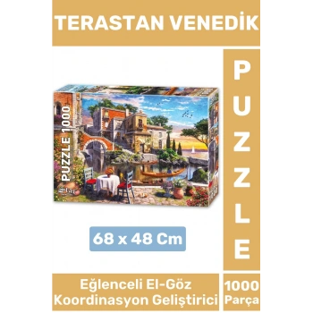 Eğlenceli Koordinasyon Beceri Görsel Algı Geliştirici Çocuk 1000 Parça PUZZLE TERASTAN VENEDİK