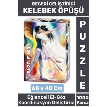 Eğlenceli El Göz Koordinasyon Beceri Görsel Algı Geliştirici Çocuk 1000 Parça PUZZLE KELEBEK ÖPÜŞÜ