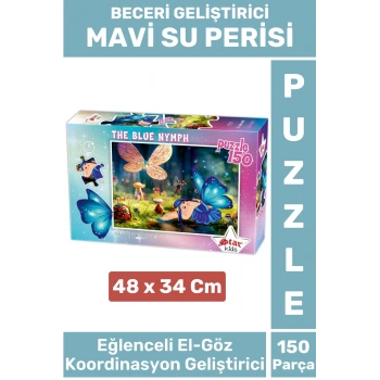 Premium Seri Eğlenceli El Göz Koordinasyon Beceri Geliştirici Çocuk 150 Parça PUZZLE MAVİ SU PERİSİ