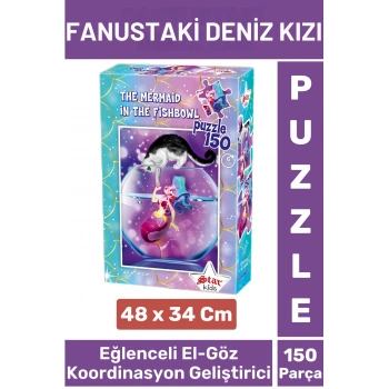 Premium Eğlenceli El Göz Koordinasyon Beceri Geliştirici Çocuk 150 Parça PUZZLE FANUSTAKİ DENİZ KIZI