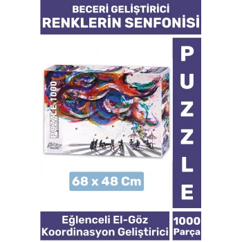 El Göz Koordinasyon Beceri Görsel Algı Geliştirici Çocuk 1000 Parça PUZZLE RENKLERİN SENFONİSİ