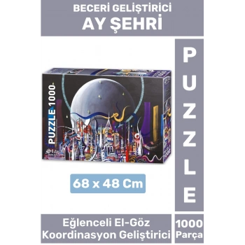 Premium Eğlenceli El Göz Koordinasyon Beceri Görsel Algı Geliştirici Çocuk 1000 Prça PUZZLE AY ŞEHRİ