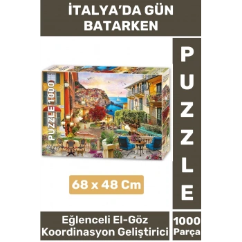 El Göz Koordinasyon Beceri Görsel Algı Geliştirici 1000 Parça Çocuk PUZZLE İTALYADA GÜN BATARKEN