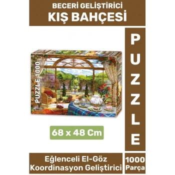Eğlenceli El Göz Koordinasyon Beceri Görsel Algı Geliştirici Çocuk 1000 Parça PUZZLE KIŞ BAHÇESİ