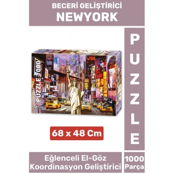Eğlenceli El Göz Koordinasyon Beceri Görsel Algı Geliştirici Çocuk 1000 Parça PUZZLE NEWYORK