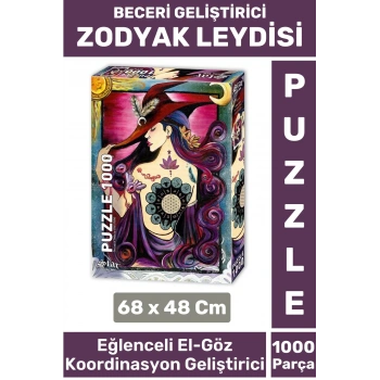 Eğlenceli El Göz Koordinasyon Beceri Görsel Algı Geliştirici Çocuk 1000 Parça PUZZLE ZODYAK LEYDİSİ