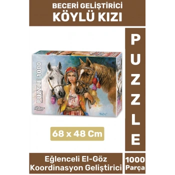 Özel Eğlenceli El Göz Koordinasyon Beceri Görsel Algı Geliştirici Çocuk 1000 Parça PUZZLE KÖYLÜ KIZI