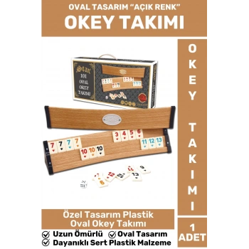 Uzun Ömürlü Dayanıklı Aile Ev Arkadaş Kahve Cafe Oyun Takımı Plastik OVAL AÇIK RENK 101 Okey Takımı