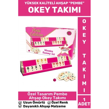 Özel Model Uzun Ömürlü Aile Ev Arkadaş KIZ EĞLENCE HEDİYELİK Oyun Takımı AHŞAP PEMBE 101 Okey Takımı