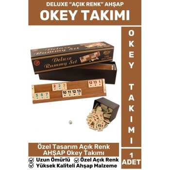 Premium Uzun Ömürlü Dayanıklı Aile Ev Arkadaş Kahve Cafe Oyun Takımı AHŞAP AÇIK RENK 101 Okey Takımı