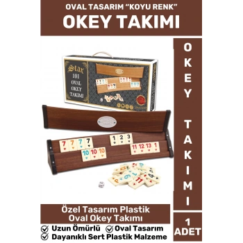 Özel Uzun Ömürlü Dayanıklı Aile Ev Arkadaş Kahve Cafe Oyun Plastik OVAL KOYU RENK 101 Okey Takımı