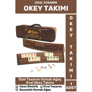 Özel Uzun Ömürlü Dayanıklı Aile Ev Arkadaş Kahve Cafe Oyun Takımı Oymalı Ağaç OVAL 101 Okey Takımı