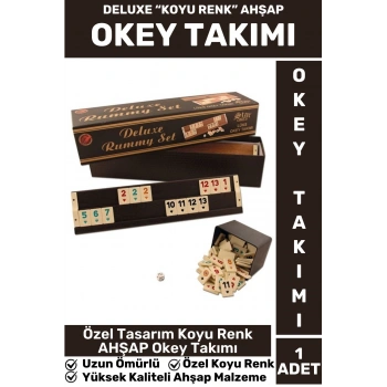 Premium Uzun Ömürlü Dayanıklı Aile Ev Arkadaş Kahve Cafe Oyun Takımı AHŞAP KOYU RENK 101 Okey Takımı