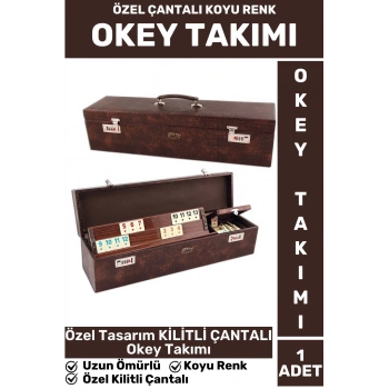 Elit Uzun Ömürlü Aile Ev Arkadaş Kahve Cafe Oyun Takımı KİLİTLİ ÇANTALI KOYU RENK 101 Okey Takımı