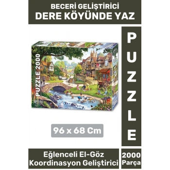 Premium Eğlenceli El Göz Koordinasyon Hafıza Beceri Geliştirici 2000 Parça PUZZLE DERE KÖYÜNDE YAZ