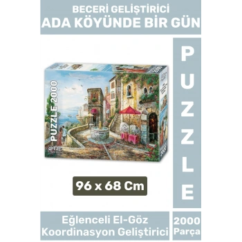 Eğlenceli El Göz Koordinasyon Hafıza Beceri Geliştirici 2000 Parça PUZZLE ADA KÖYÜNDE BİR GÜN