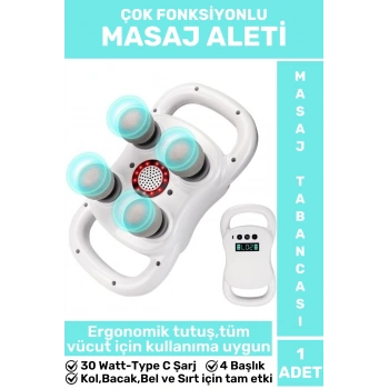 Ergonomik Kol Bacak Sırt Bel 4 Başlıklı Yoğunluk Ayarlamalı 20 Hız Seviyeli Type C Şarj Masaj Aleti