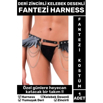 Özel Gün Gece Sevgililer Günü Yıldönümü Parti Cosplay ZİNCİRLİ KELEBEK DESEN Erotik FANTEZİ HARNESS