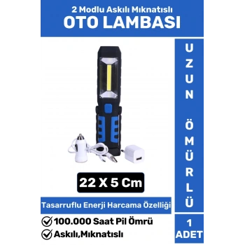 Premium 2 Modlu Mıknatıslı Askılı SMD Güçlü Led+1 Parlak Led Ampul Şarjlı OTO LAMBASI