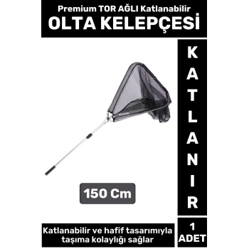 Premium Profesyonel Hobi Kıyı Av Balıkçı TOR AĞLI Katlanabilir OLTA KELEPÇESİ 150 Cm