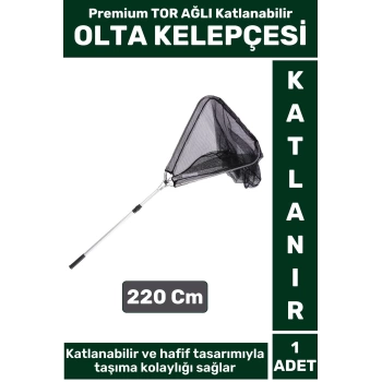 Premium Profesyonel Hobi Kıyı Av Balıkçı TOR AĞLI Katlanabilir OLTA KELEPÇESİ 220 Cm