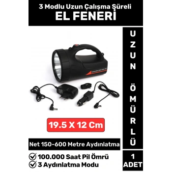 Premium Kamp Avcı Deprem 3 Aydınlatma Modlu Uzun Mesafeli Beyaz Işık Güvenlik EL FENERİ