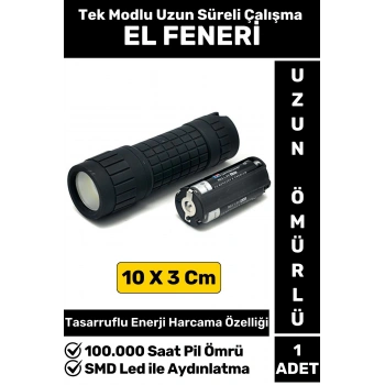 Premium Kamp Avcı Balıkçı Deprem Enerji Tasarruflu Beyaz Işık Pilli Sert Plastik Güvenlik EL FENERİ