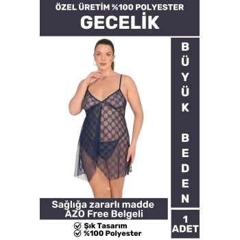 Özel Kreasyon Yüksek Kaliteli Şık Gecelik Sabahlık %100 Polyester AZO Free BÜYÜK BEDEN GECELİK