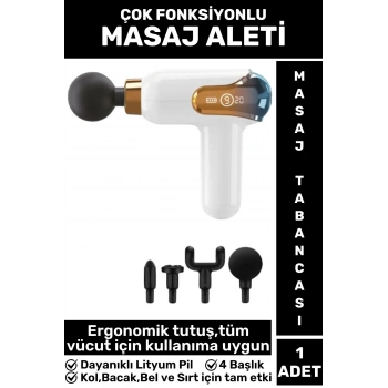 Ergonomik Kol Bacak Sırt Bel 4 Başlıklı 9 Vites Ayarlı Yüksek Titreşim Spor Fitness Kas Masaj Aleti