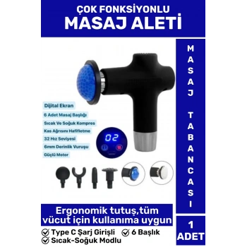 Ergonomik Kol Bacak Sırt Bel 6 Başlıklı Sıcak Soğuk Mod Yüksek Titreşim Spor Fitness Kas Masaj Aleti